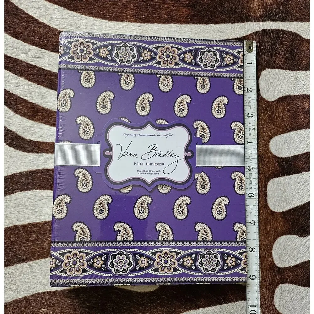 Rare Vera Bradley Mini Binder Retired Pattern Violet Paisleys